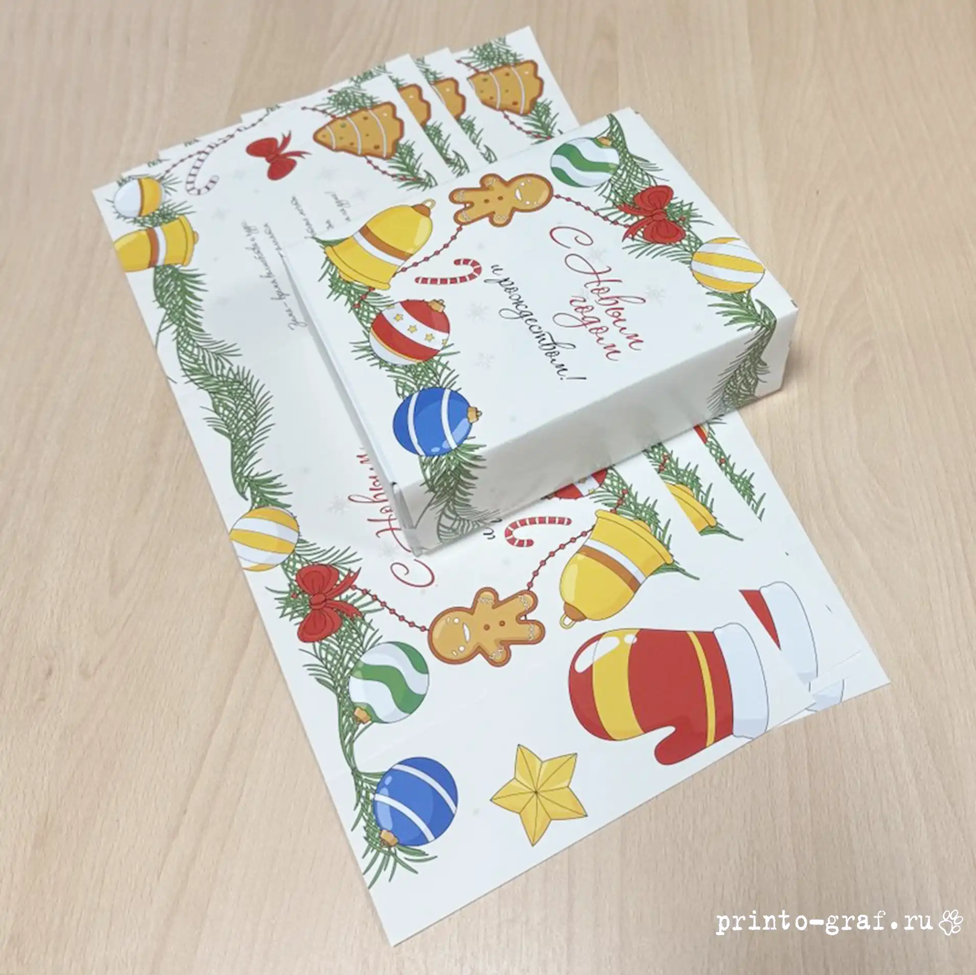 шубер с новогодней символикой белый шубер с новогодней символикой белый в типографии принто-граф