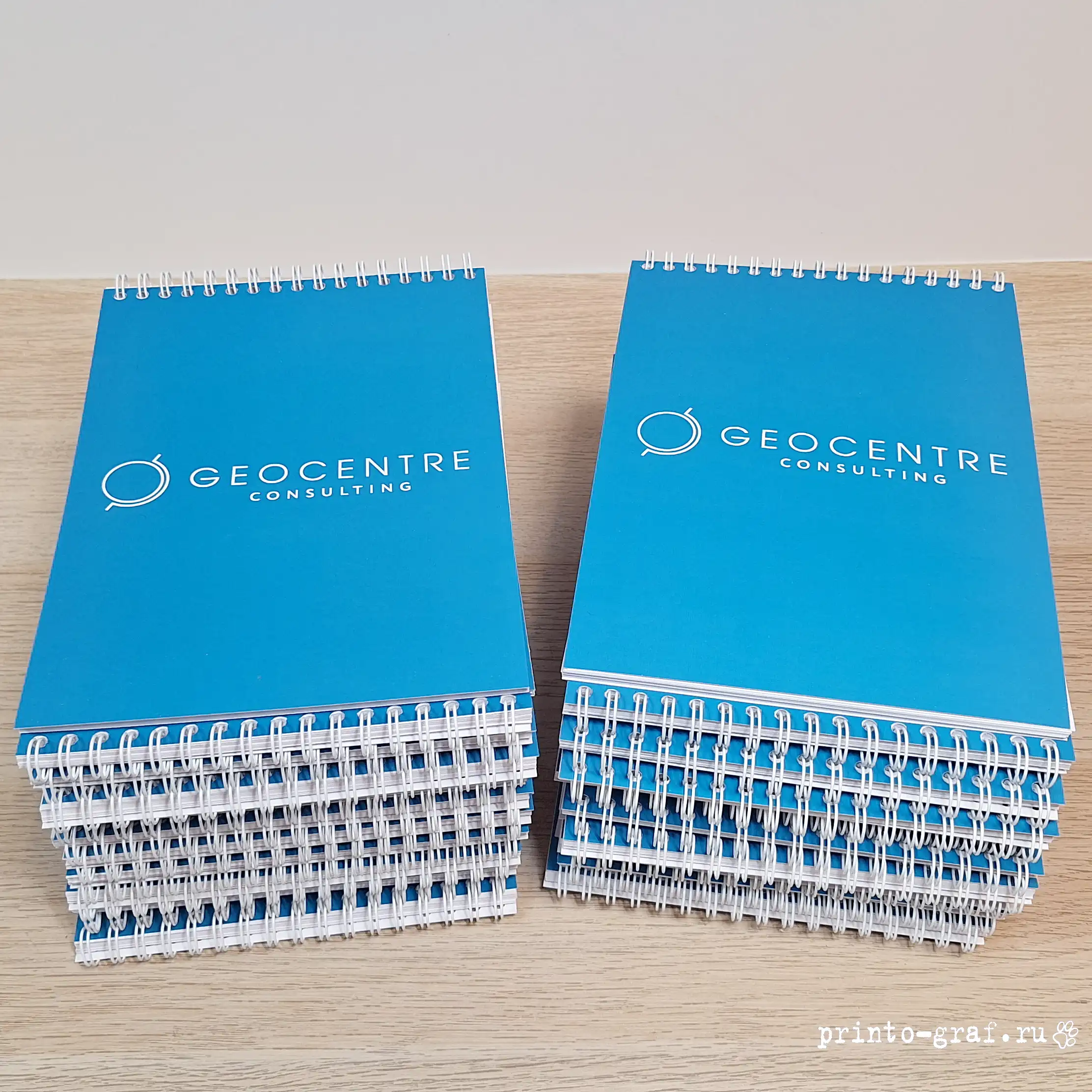 корпоративные блокноты голубая обложка белая пружина типография printo-graf