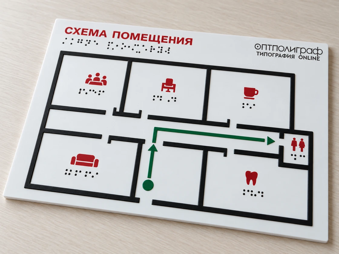 Схема помещения Схема помещения: тактильное изделие с фирменным логотипом