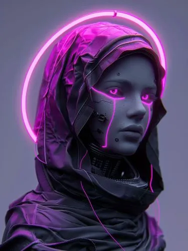 Неоновая  картина с темой Киберпанк