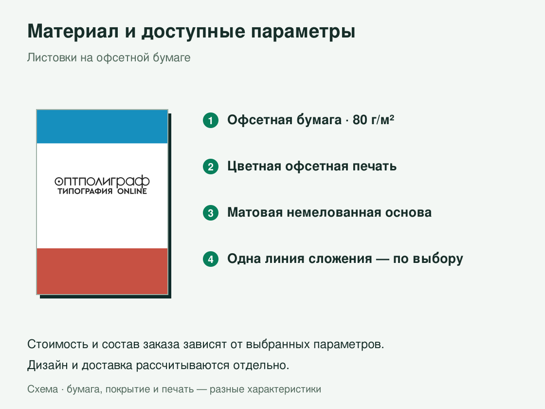 Листовки на офсетной бумаге — материал и параметры