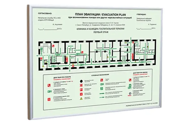 план эвакуации печать на фотолюминесцентной пленке — для офиса и бизнес-центра