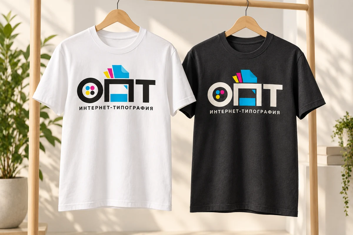 Печать на футболках — вариант оформления с логотипом ОПТ