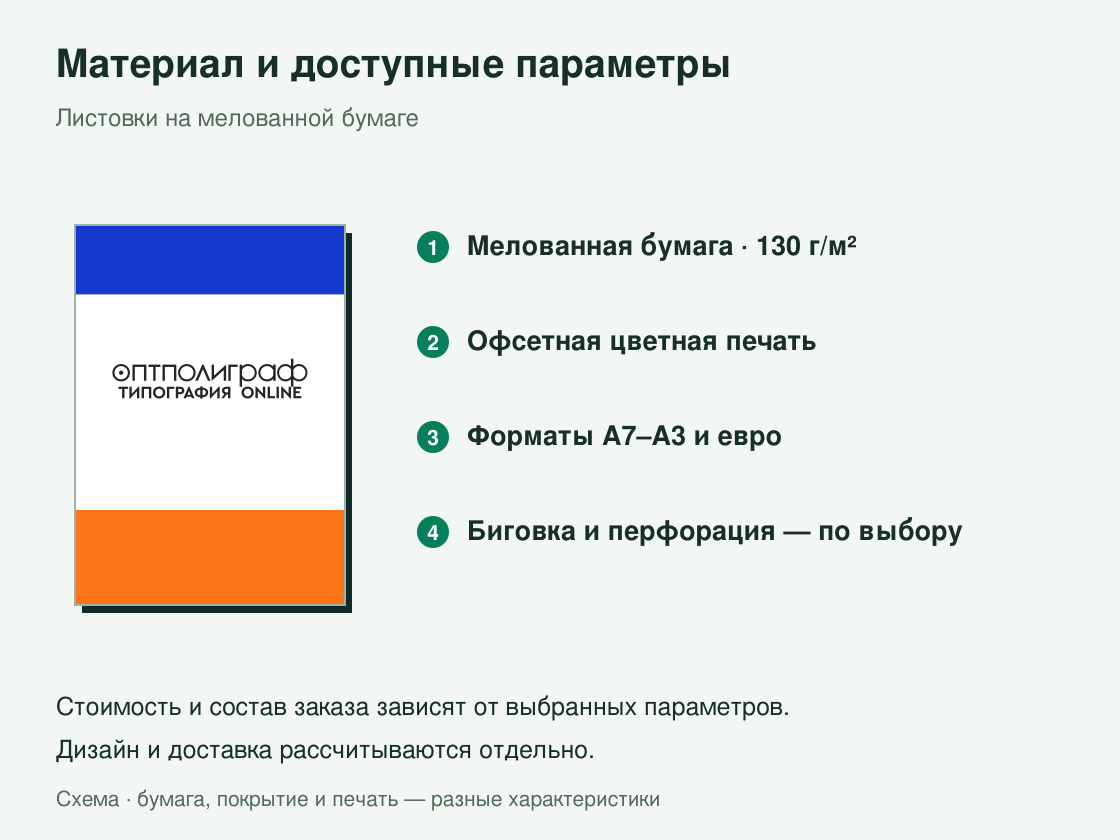 Листовки на мелованной бумаге — материал и параметры