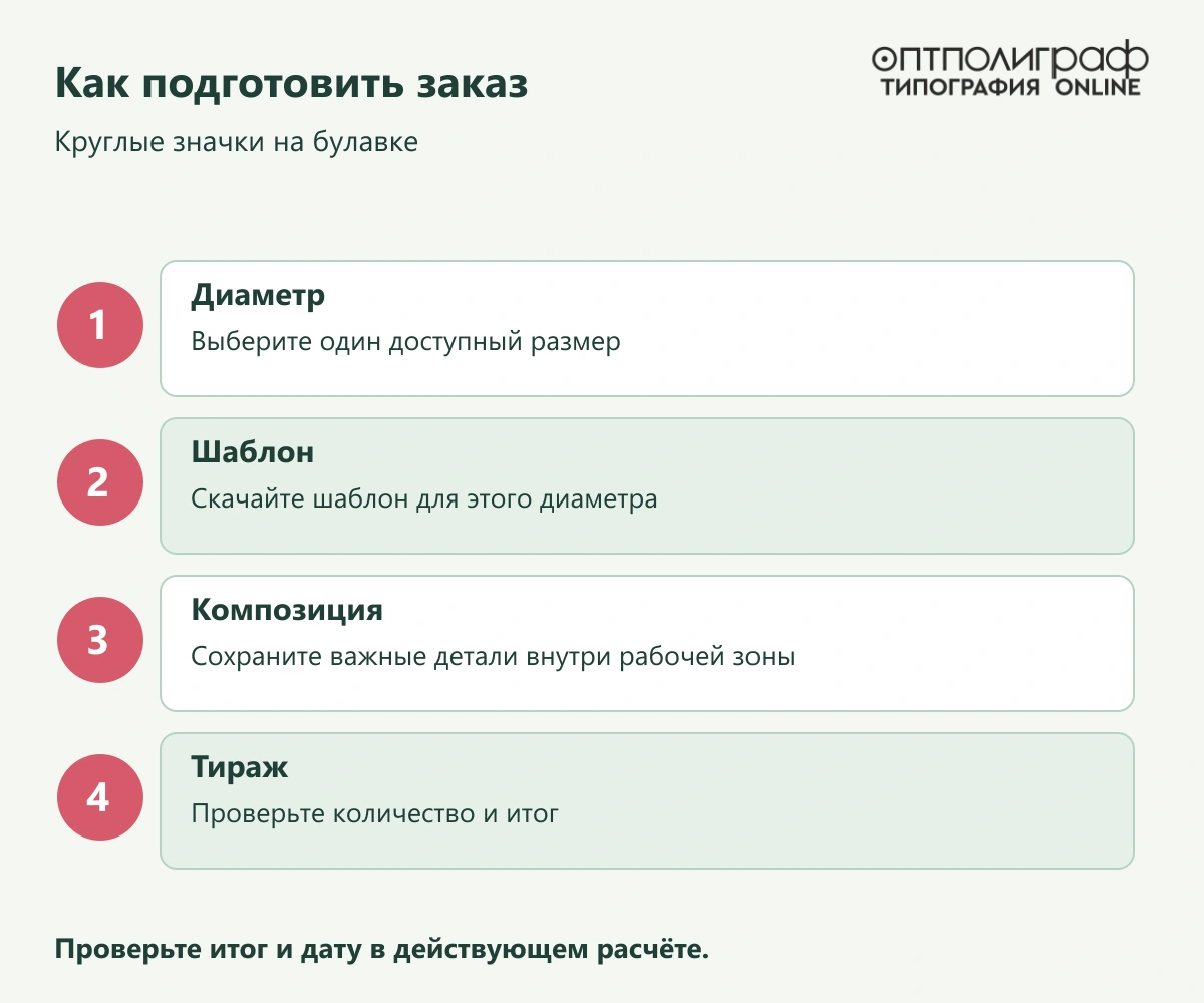 Круглые значки на булавке — Как подготовить заказ