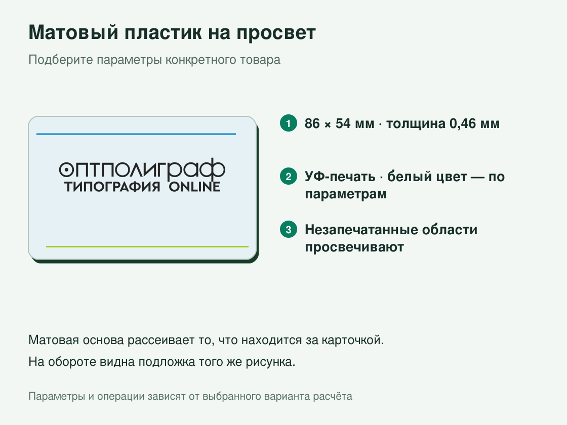 Прозрачные матовые визитки — параметры и условия