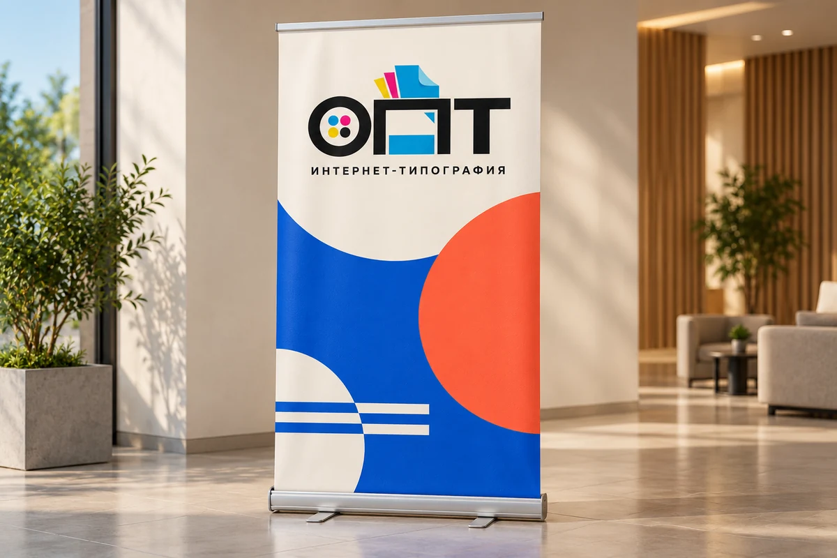 Roll-up 100×200 см — вариант оформления с логотипом ОПТ