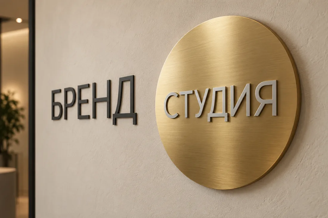 Визуализация плоских вырезанных букв: на стене и серебряные буквы на золотой круглой подложке