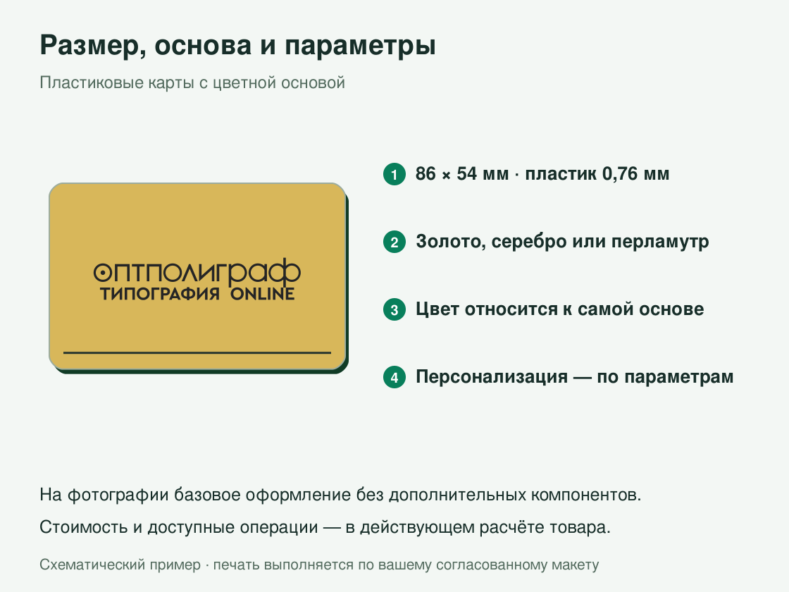 Пластиковые карты с цветной основой — размер и параметры