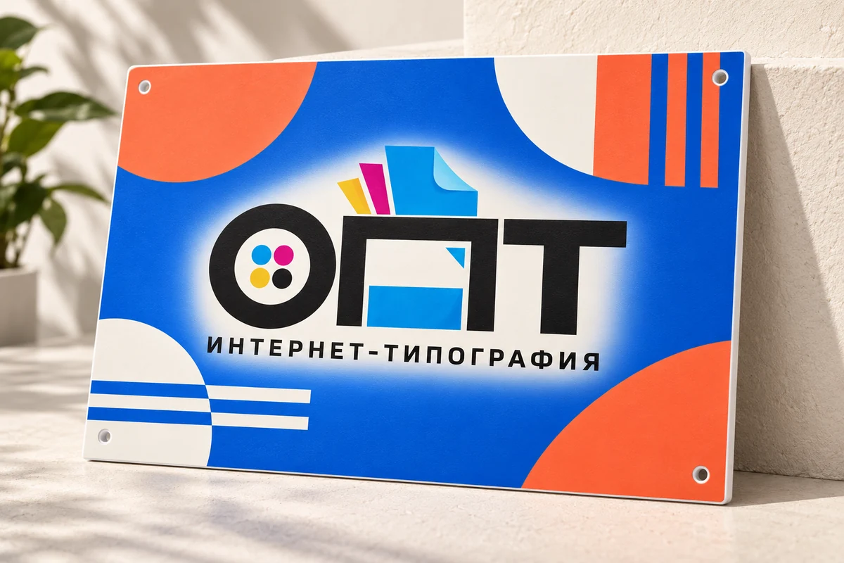 Таблички из ПВХ — вариант оформления с логотипом ОПТ