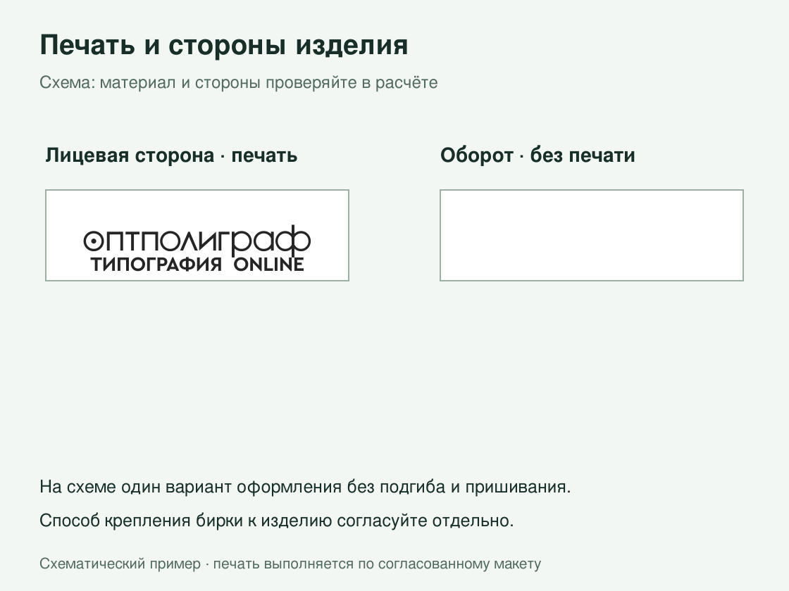 Бирки для одежды шириной 15 мм — печать и стороны