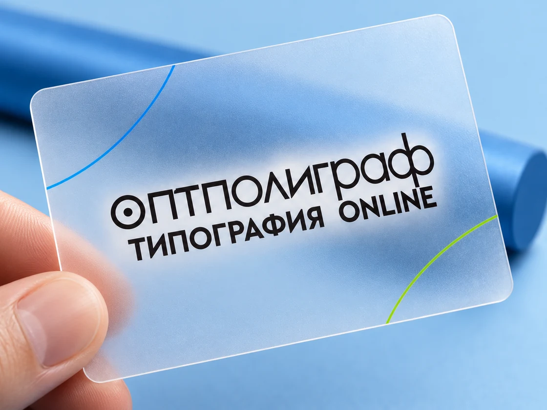 Прозрачные матовые визитки — материал крупно