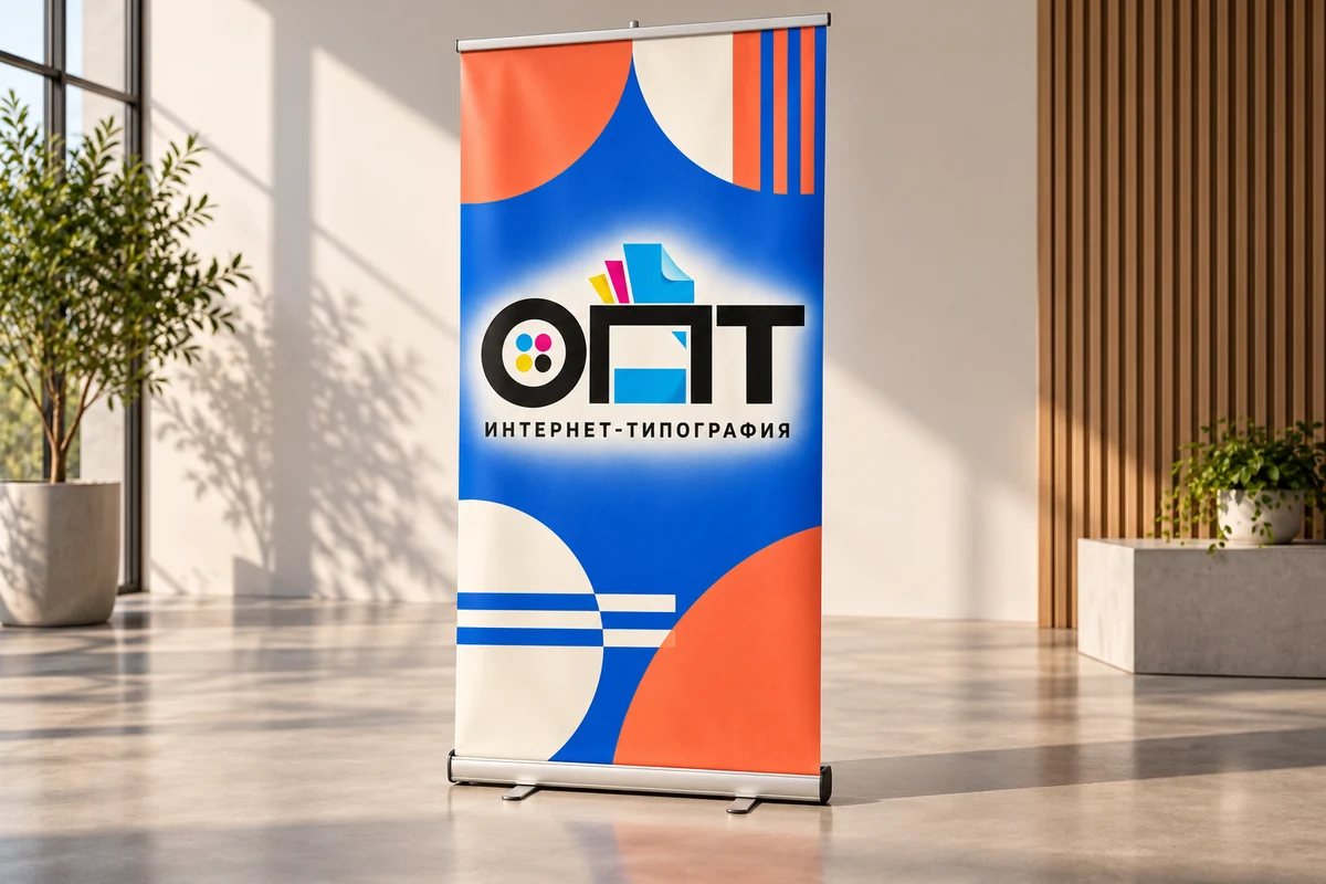 Roll-up 85×200 см — вариант оформления с логотипом ОПТ