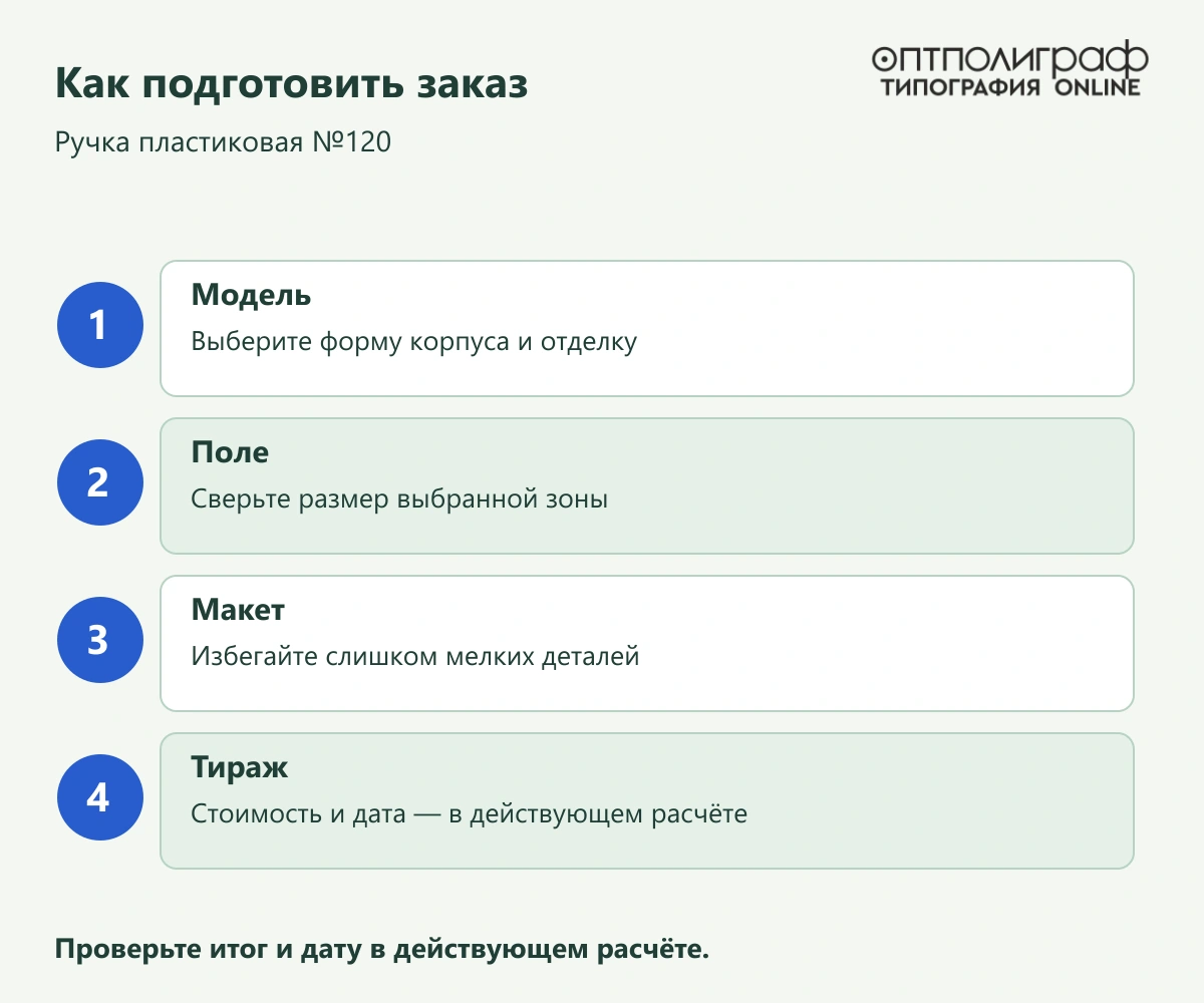 Ручка пластиковая №120 — Как подготовить заказ