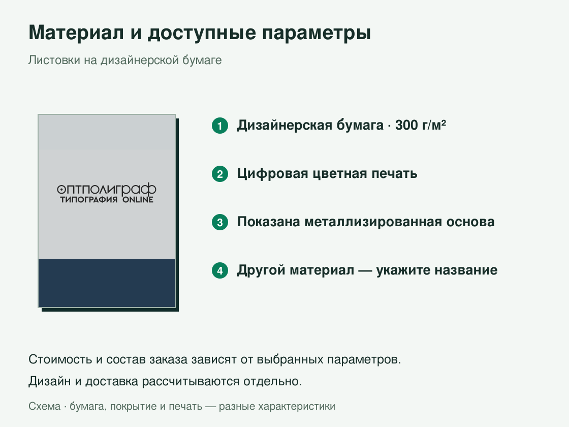 Листовки на дизайнерской бумаге — материал и параметры