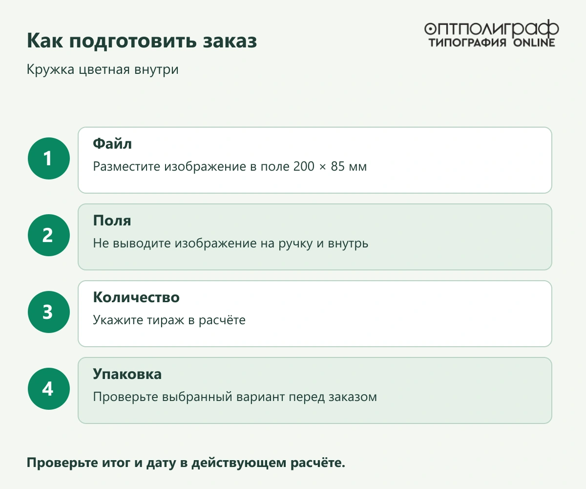 Кружка цветная внутри — Как подготовить заказ