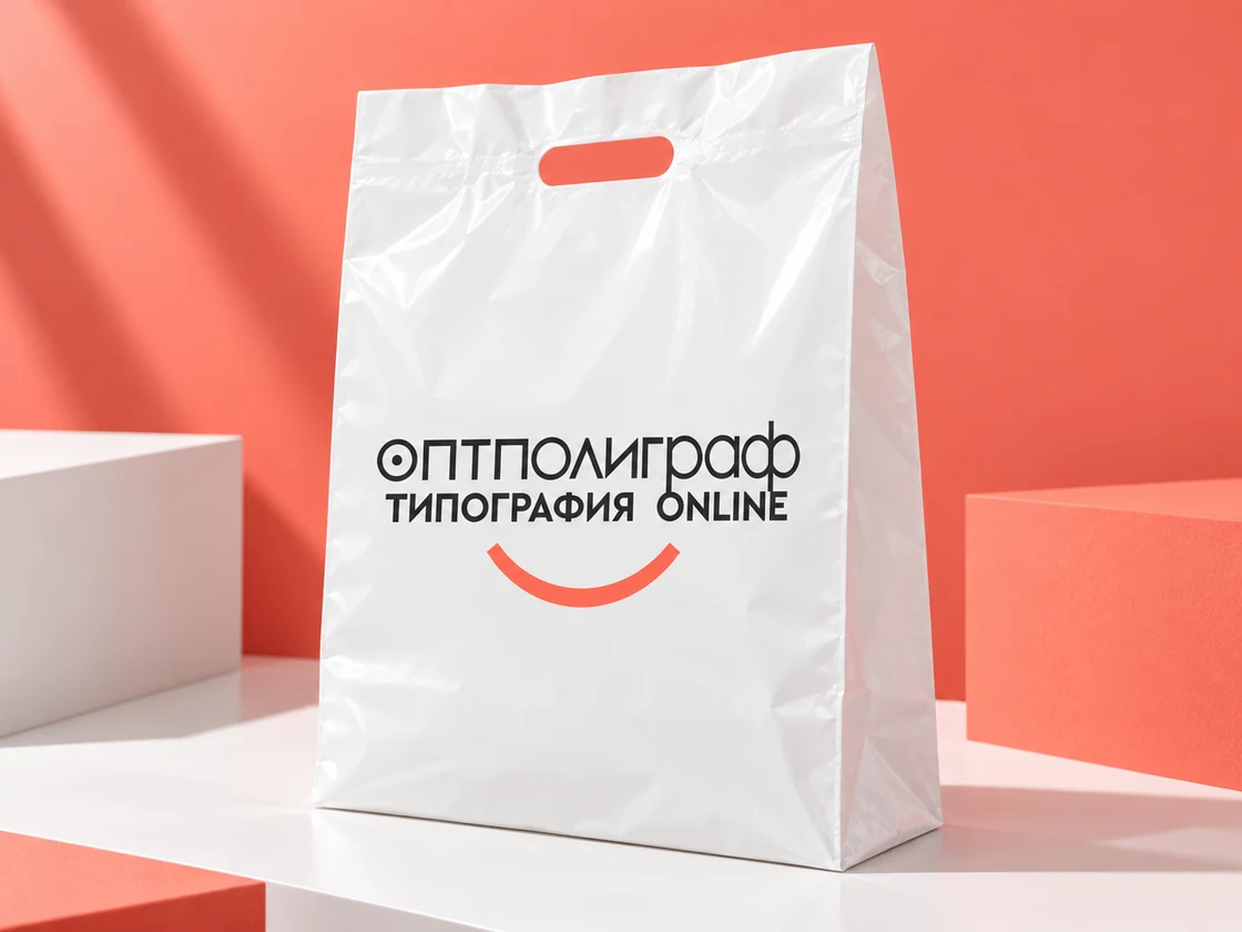 Полиэтиленовый пакет Оптполиграф с вырубной ручкой