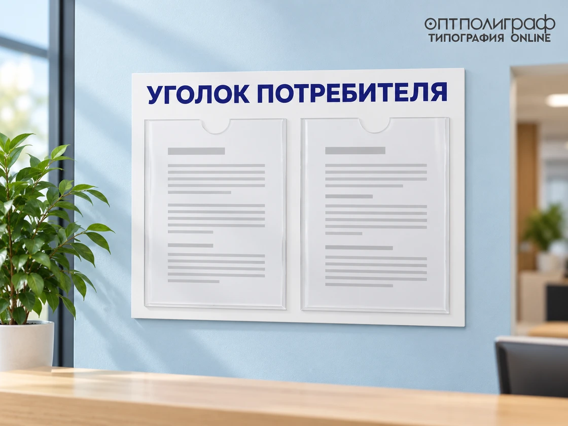 Уголок потребителя 50 × 40 см: 2 плоских кармана А4