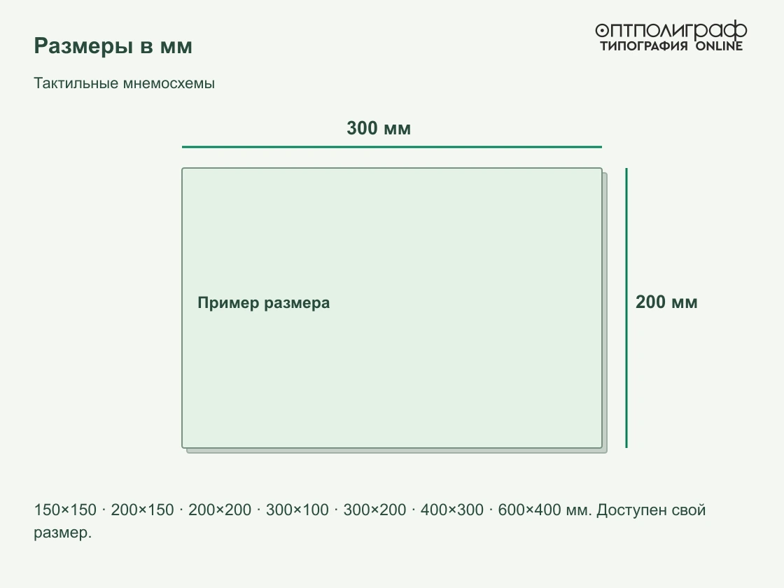 Тактильные мнемосхемы — Размеры в мм