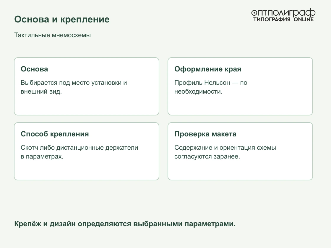 Тактильные мнемосхемы — Основа и крепление