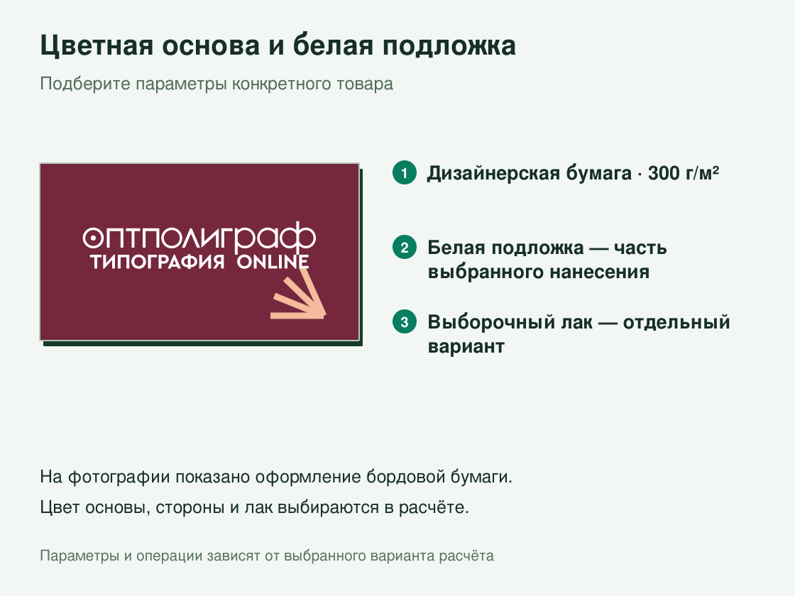 Визитки с УФ-печатью — параметры и условия
