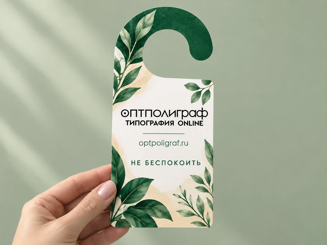 Дорхенгеры на картоне 300 г/м² — размер в руке