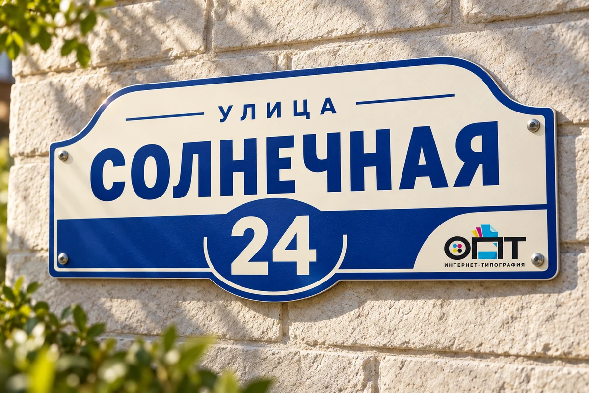 Адресные таблички 70 см — вариант оформления с логотипом ОПТ