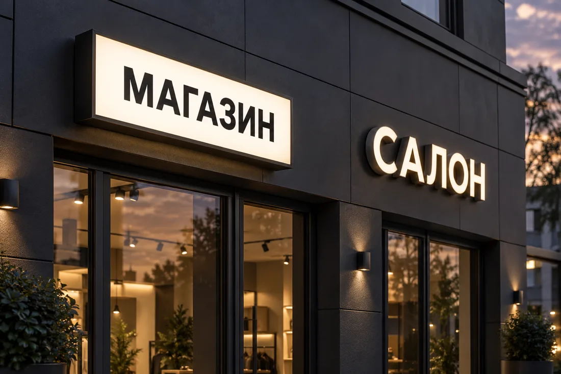 Визуализация светового короба «МАГАЗИН» и световых букв «САЛОН»