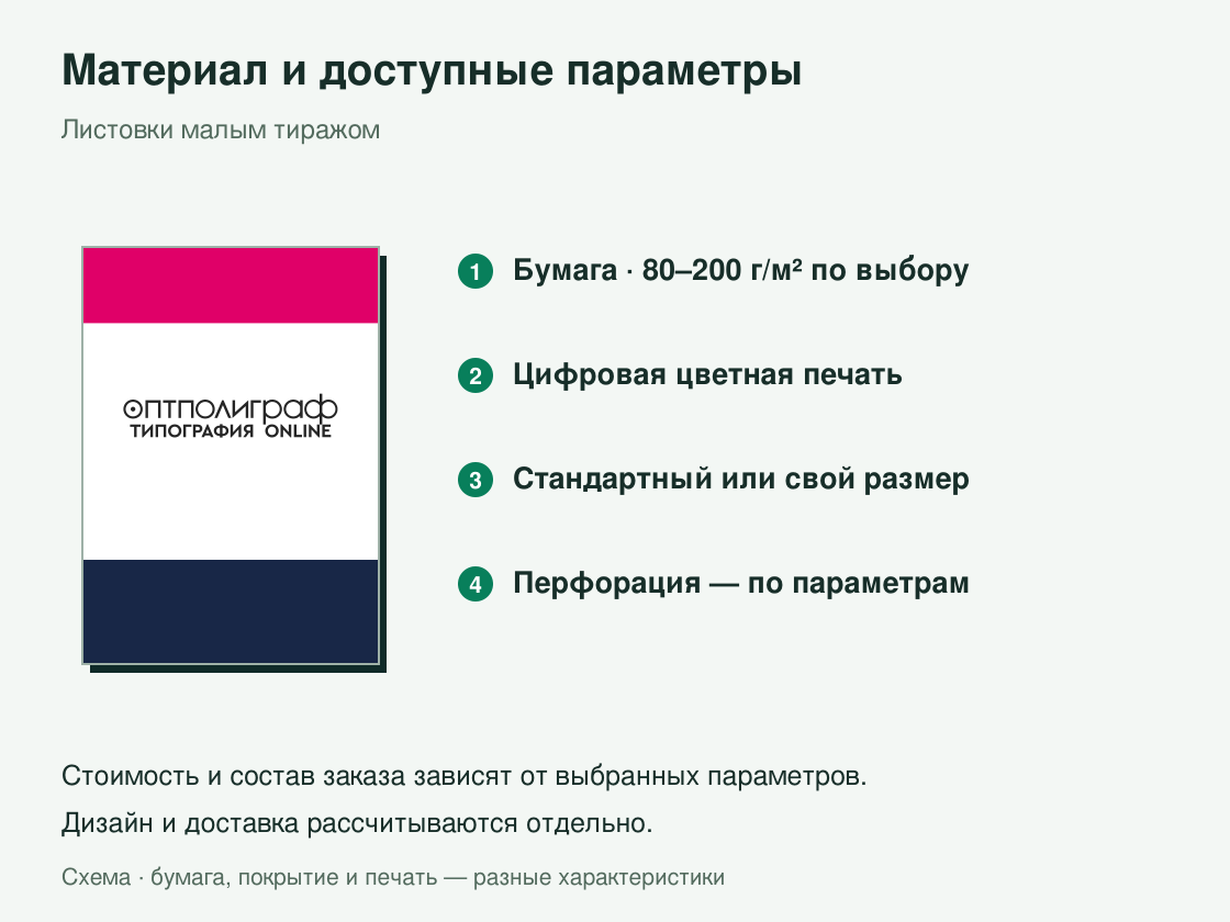 Листовки малым тиражом — материал и параметры