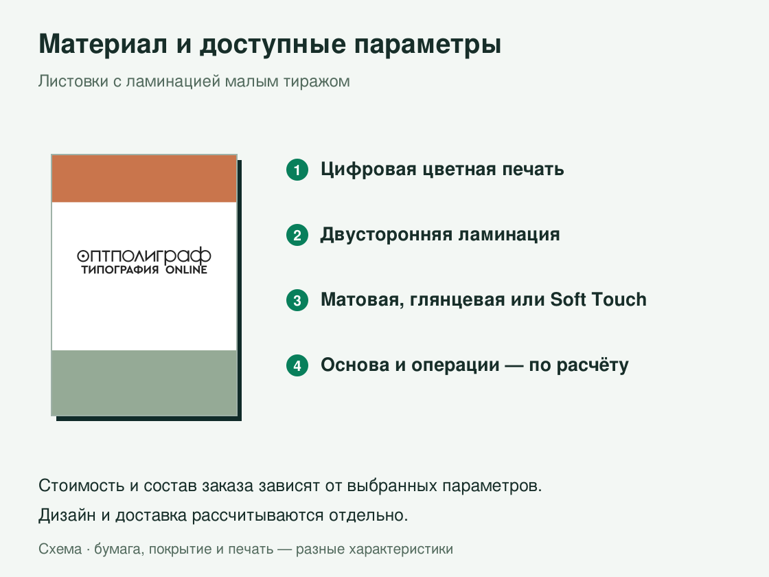 Листовки с ламинацией малым тиражом — материал и параметры