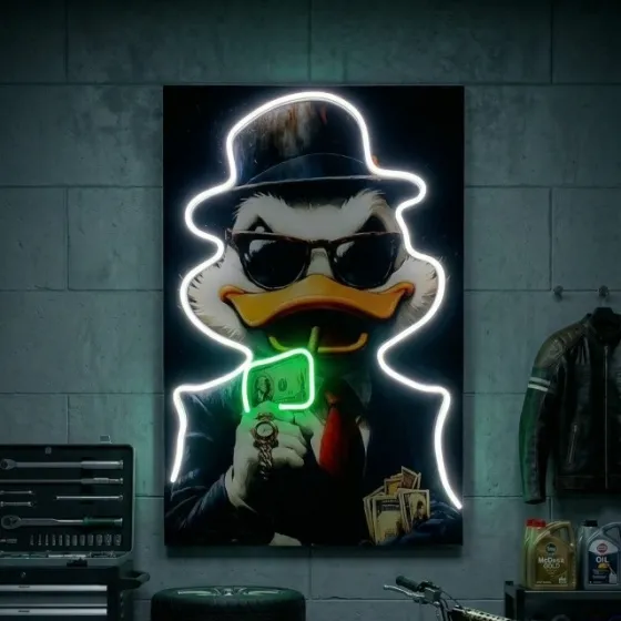 Неоновая картина Дональд дак
