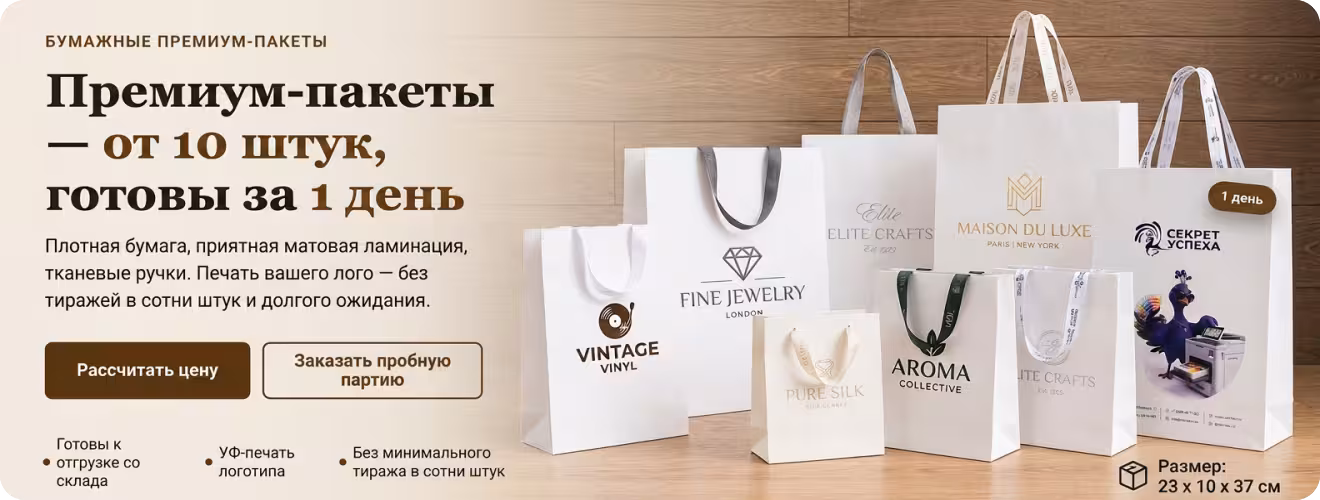 Печать бумажных пакетов от 10 шт