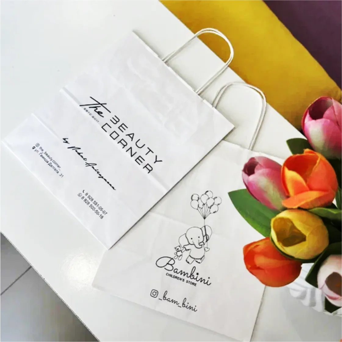 Стильная Упаковка: Печать на Белых Крафт Пакетах Стильная Упаковка: Печать на Белых Крафт Пакетах