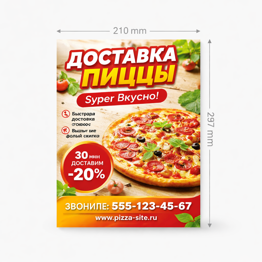 Листовка А4, 210×297 мм