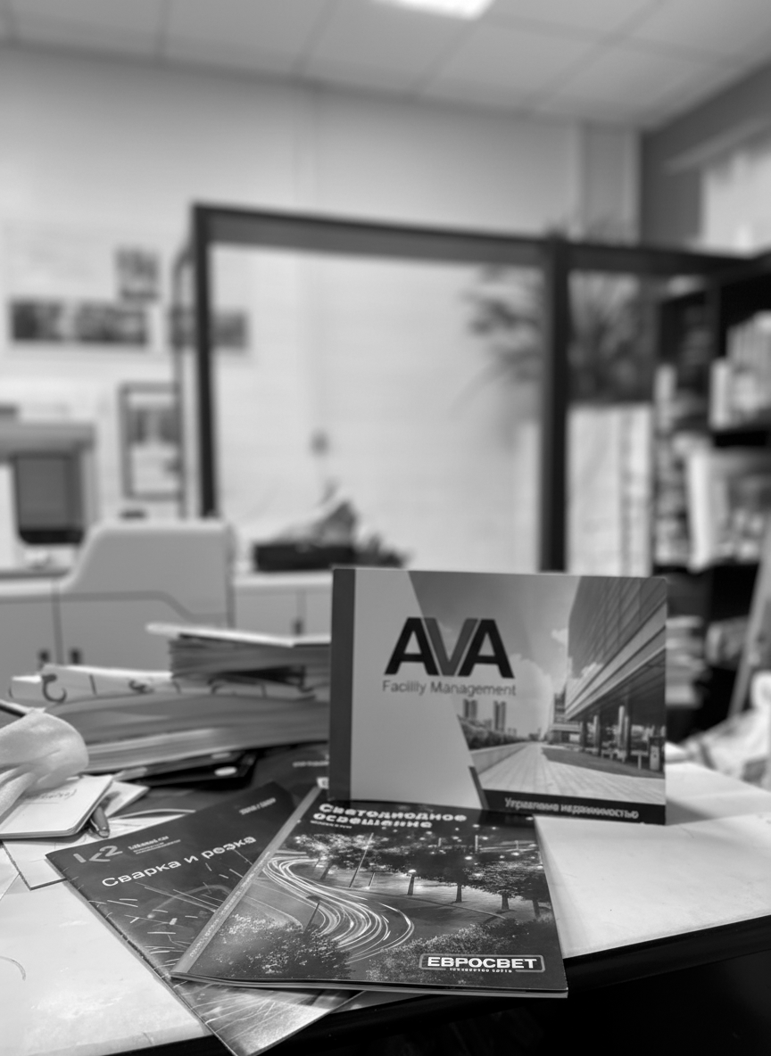 Брошюра на скобу - цифровая печать, обложка цветная, блок черно-белый