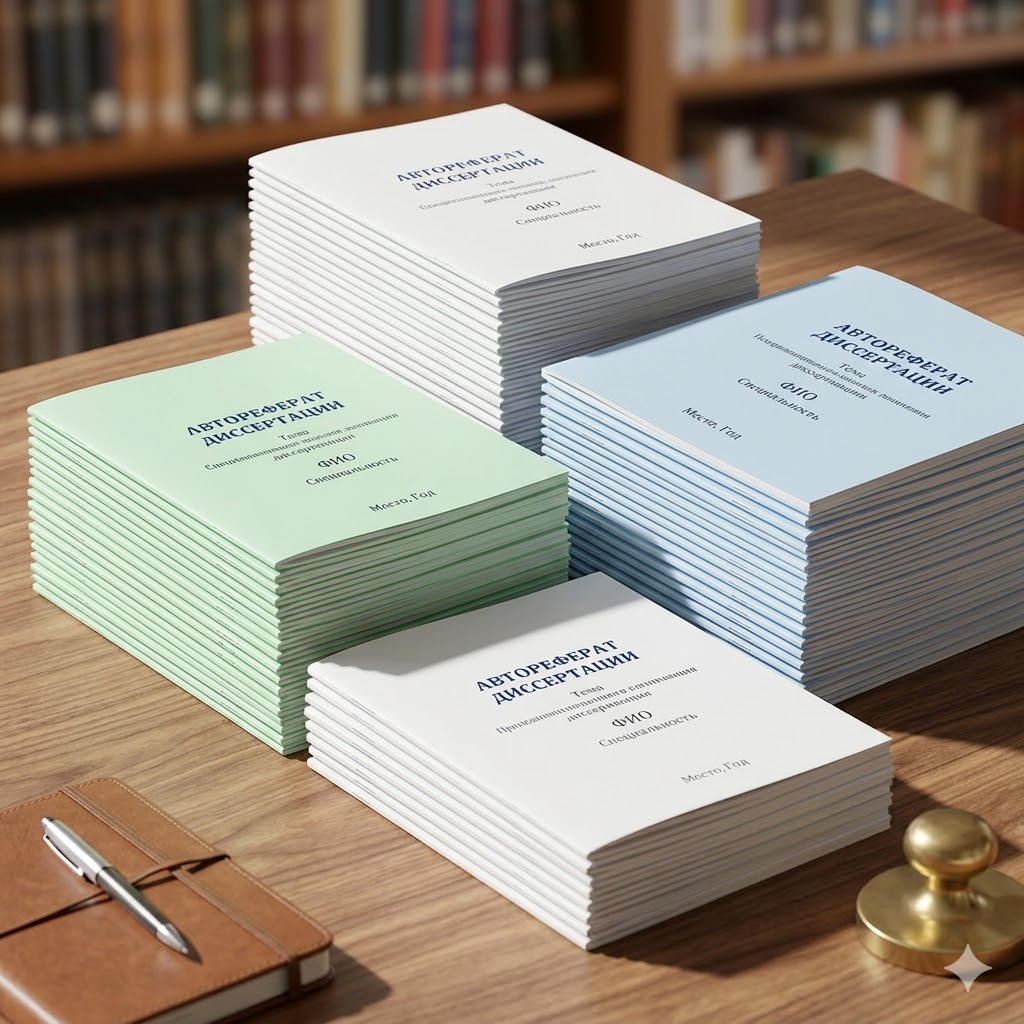 Печать автореферата диссертации черно-белая