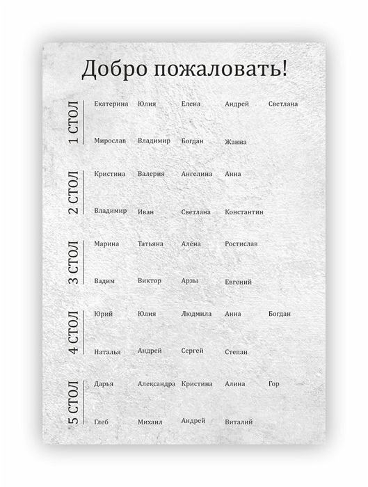 баннер с рассадкой гостей