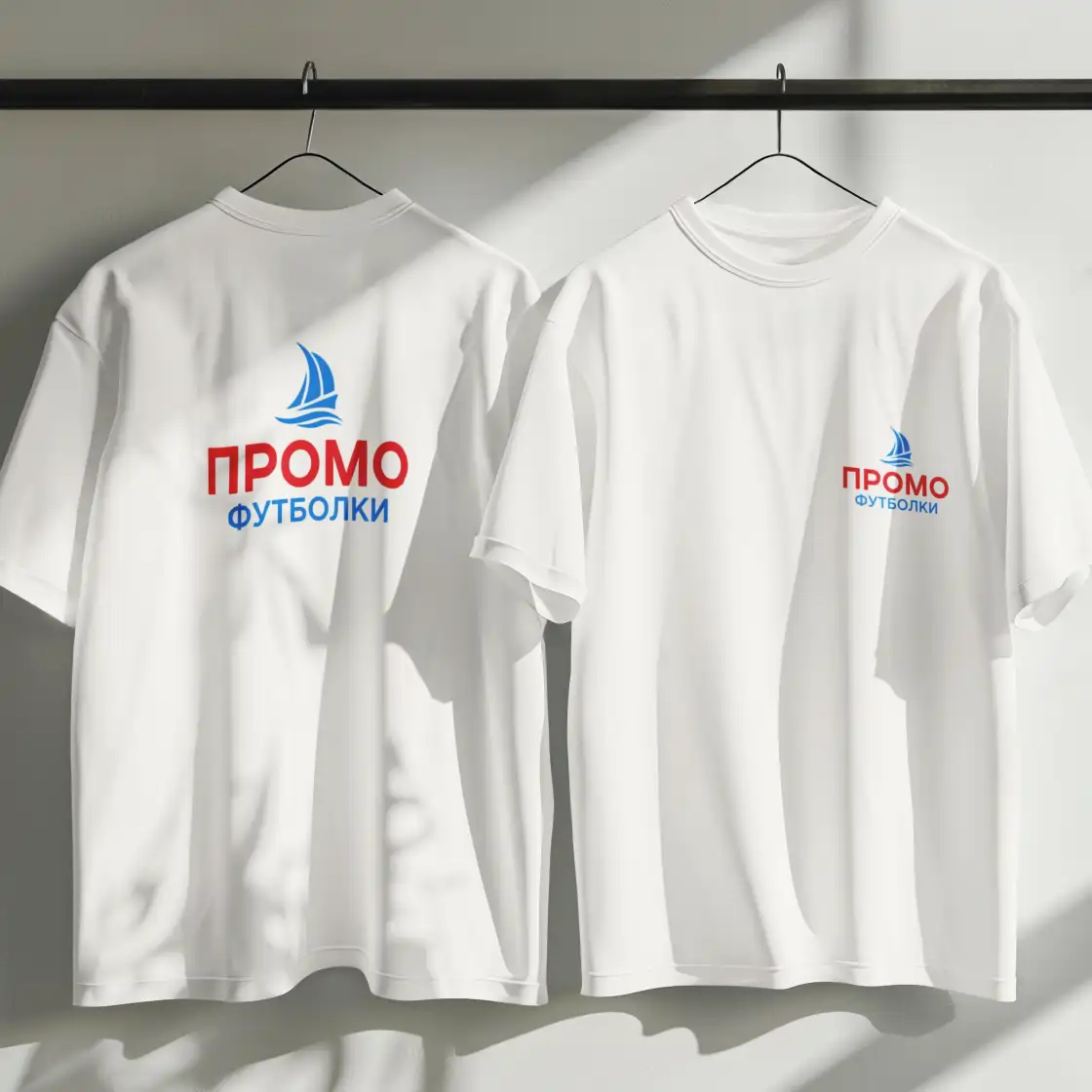Печать логотипов и надписей на промо футболках