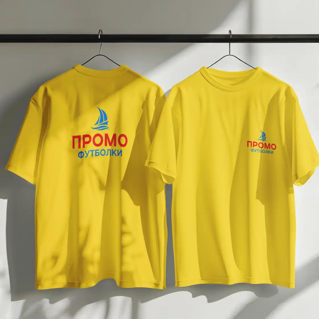 Печать логотипов и надписей на промо футболках