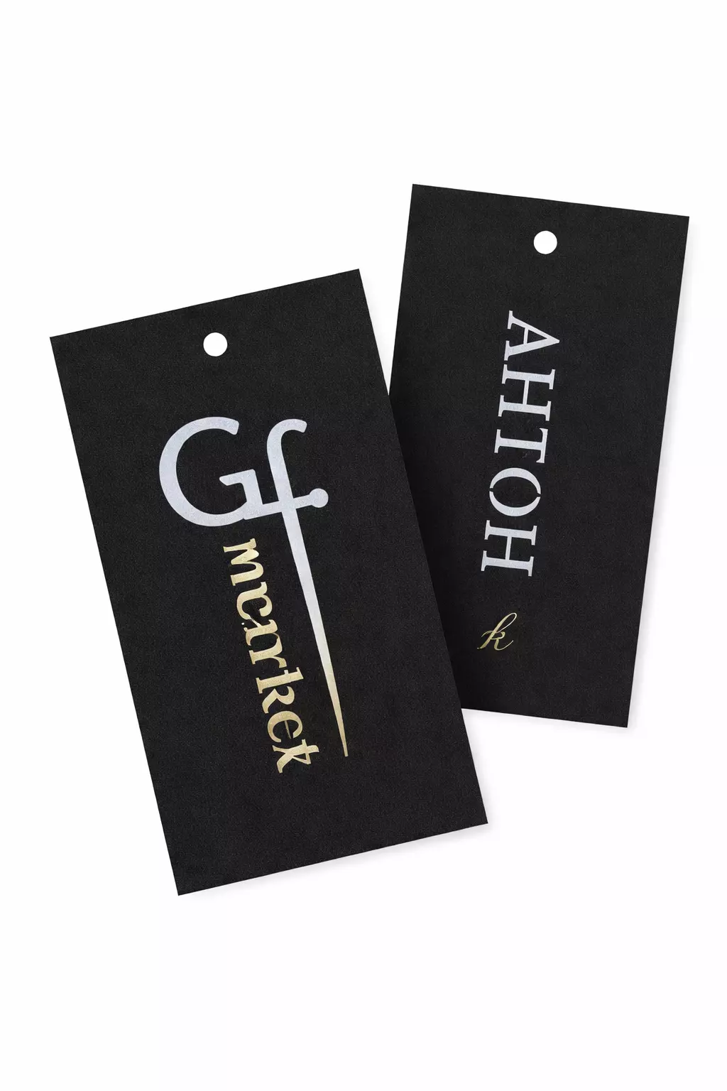 Бирки на чёрном картоне с отделкой