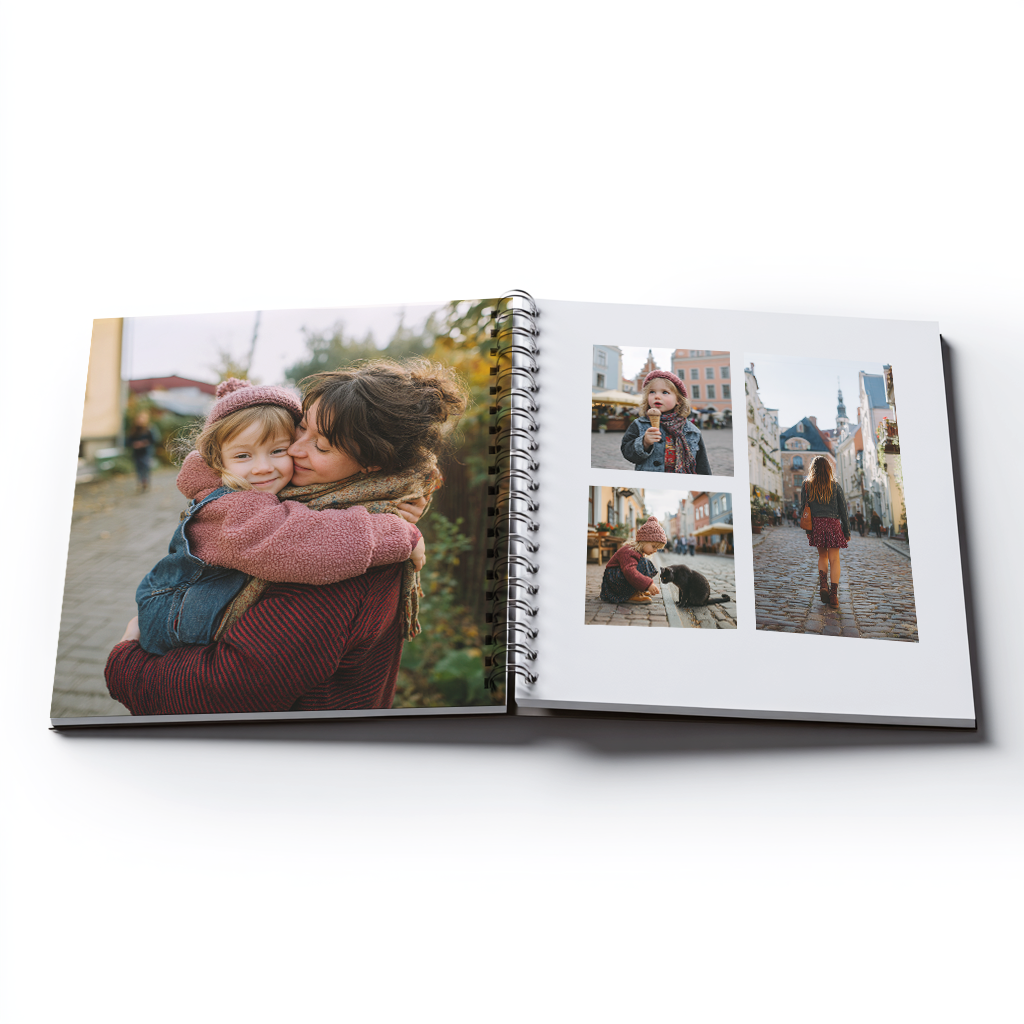 Fotogrāmata uz spirāles ar bērnu un ģimenes bildēm – personalizēta atmiņu grāmata ar kvalitatīvu papīru