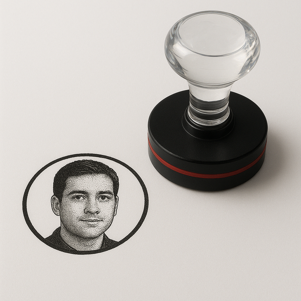 Apaļš zīmogs ar portretu