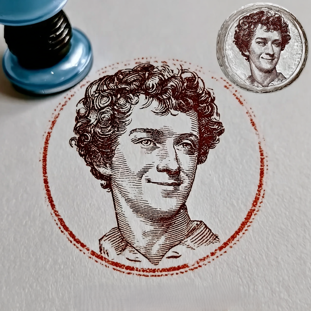 Apaļš zīmogs ar portretu