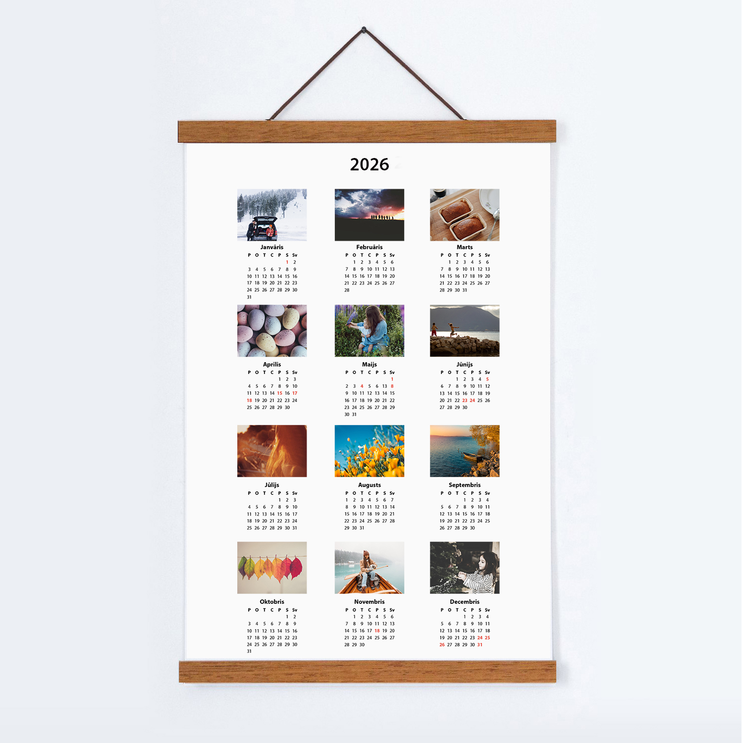 Sienas kalēndari ar koka līstītēm